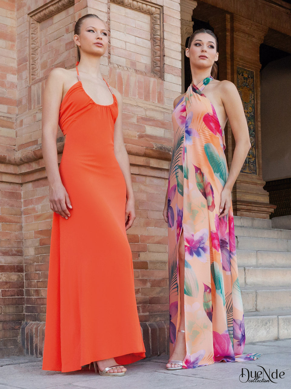 Vestido largo de gasa estampado con escote Halter cruzado y espalda descubierta