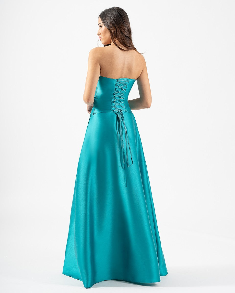 Mikado-Set aus Crop-Top mit Federn und langem Faltenrock