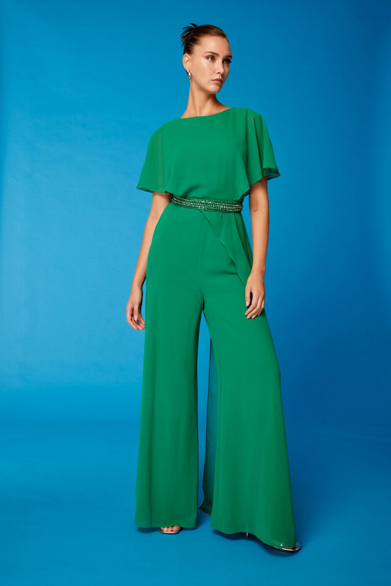 Mono largo de asa manga murciélago con pedrería