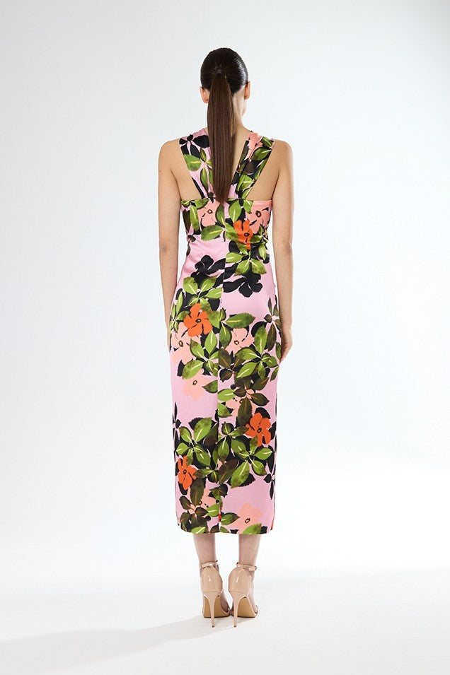 Conjunto de levita manga larga y vestido estampado de escote Halter