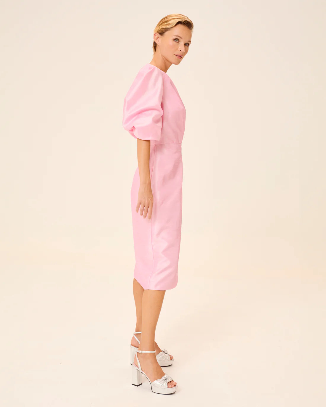 Vestido drapeado Manga Abullonada Paris