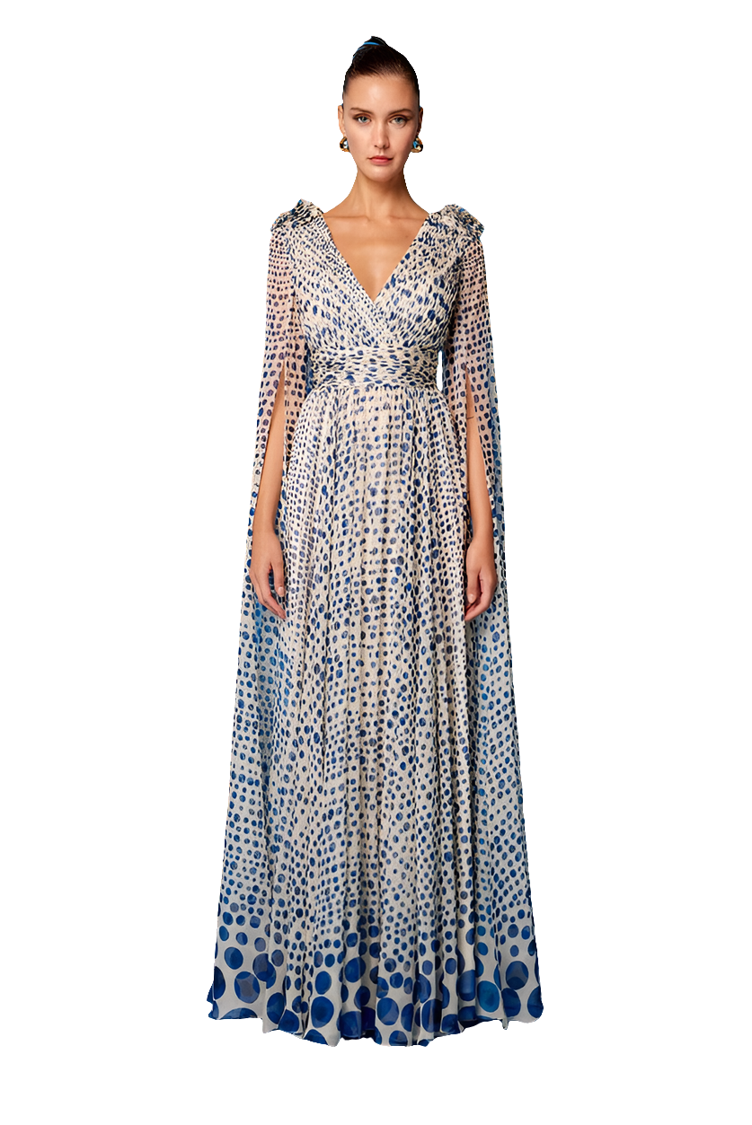 Vestido largo lunares azules Carla Ruiz