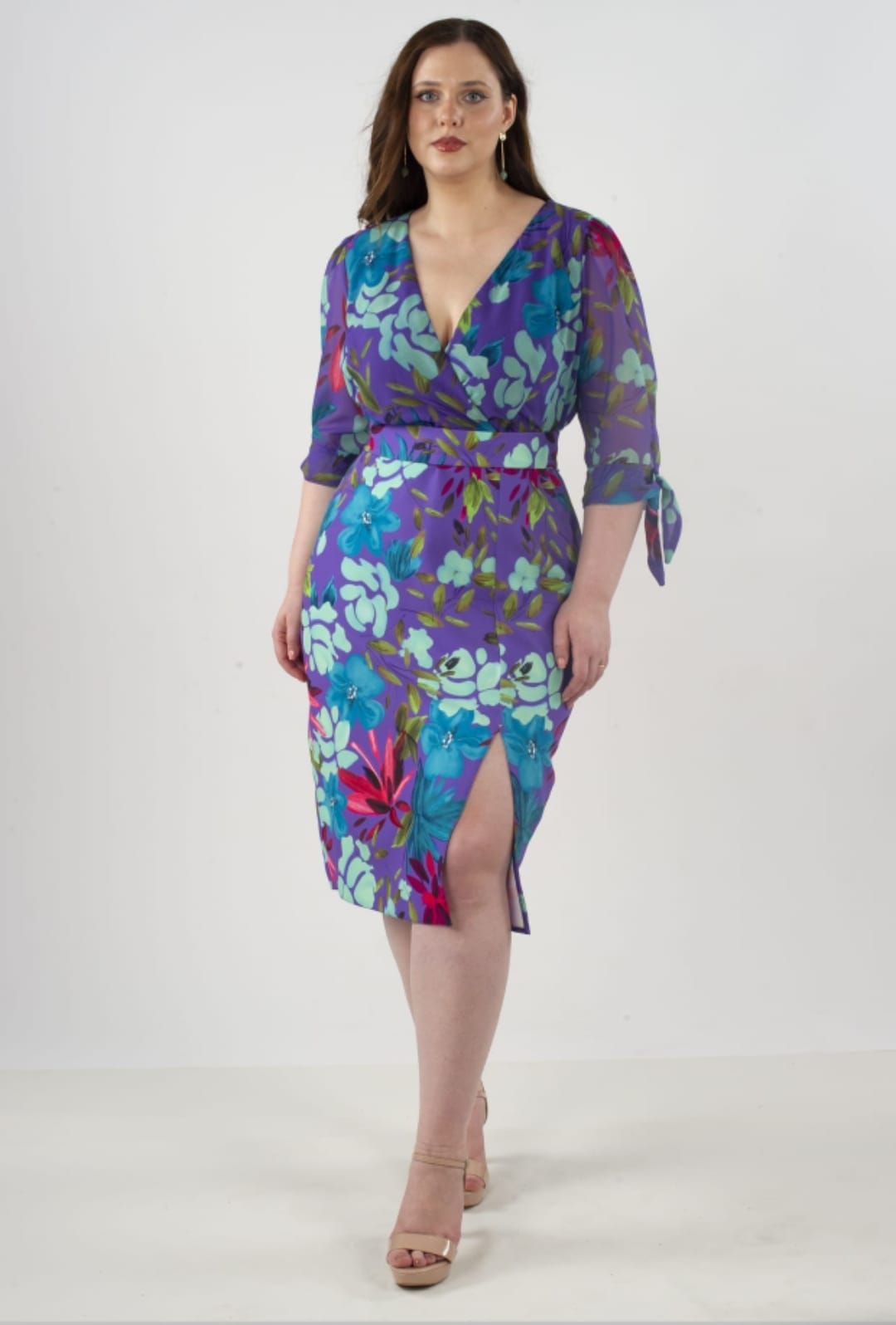 Vestido midi estampado escote asimétrico Mía Miró