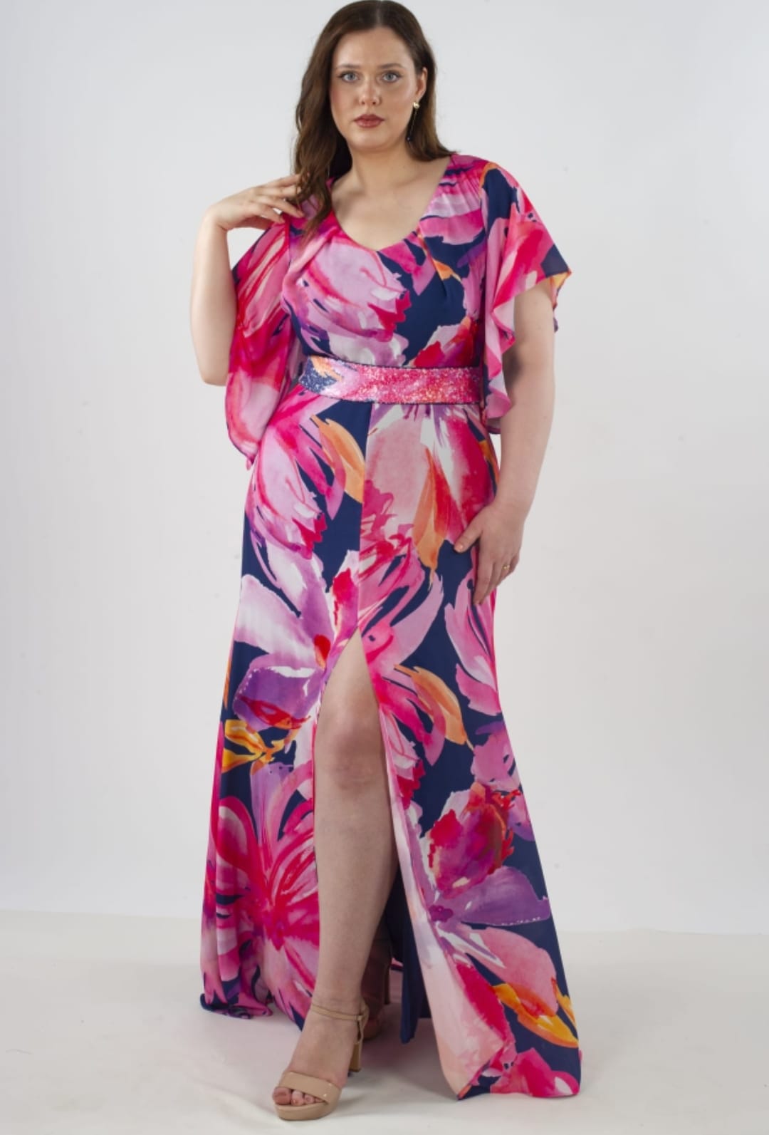 Vestido largo estampado fucsia Mía Miró