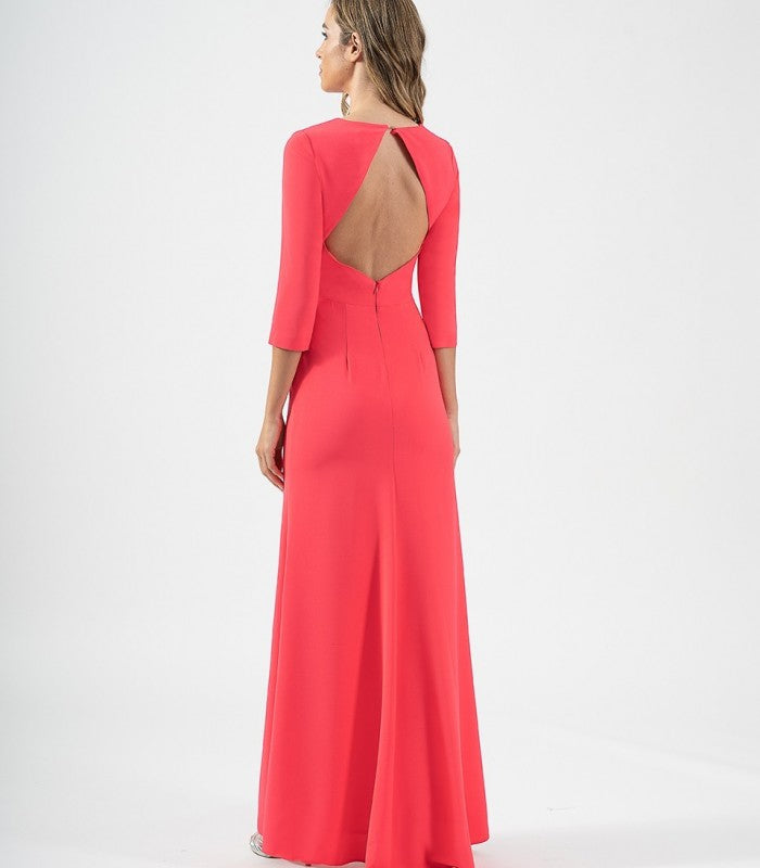 Vestido Largo De Vuelo Con Aberturas Y Espalda Descubierta