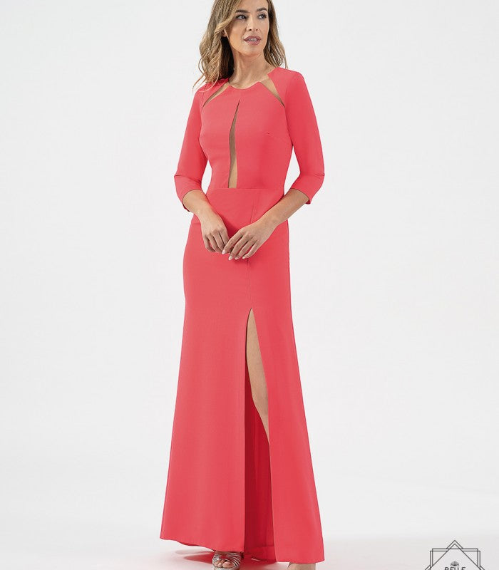 Vestido Largo De Vuelo Con Aberturas Y Espalda Descubierta