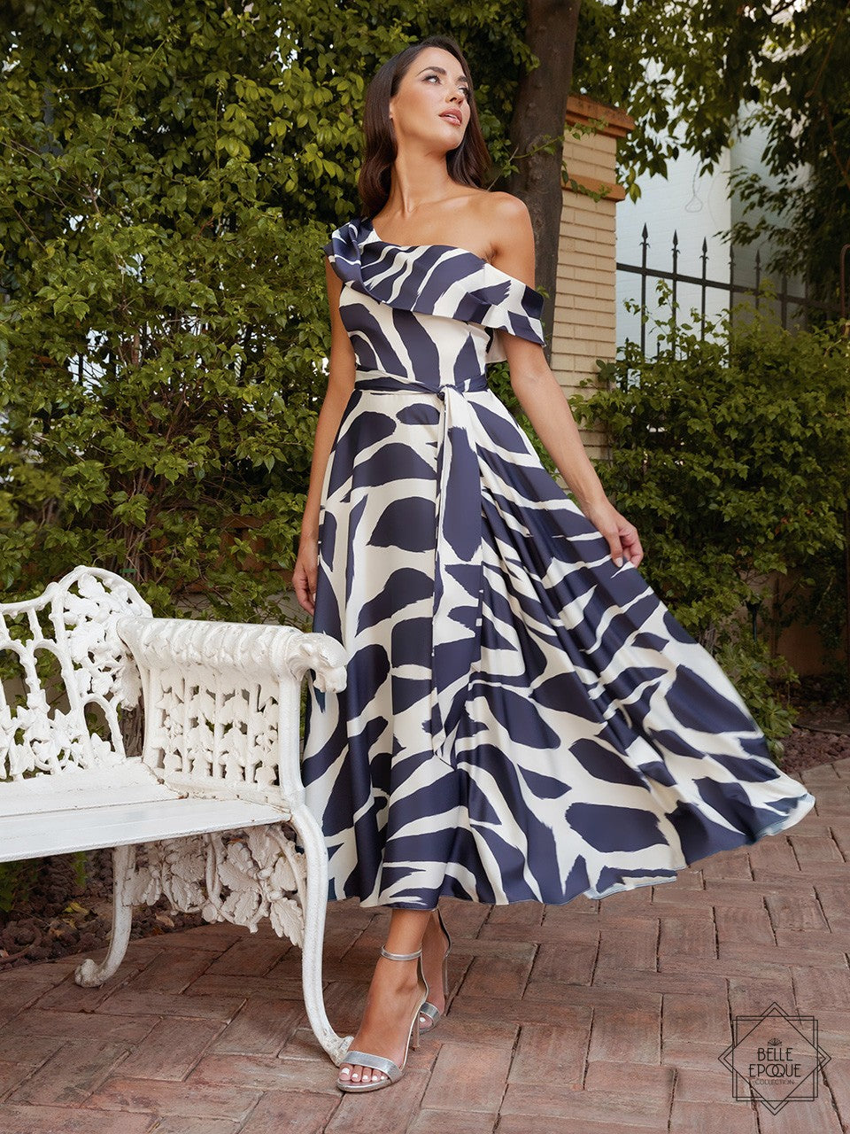 Vestido Blanco Con Azul Marino Vestido Vintage Azul Marino Y Blanco